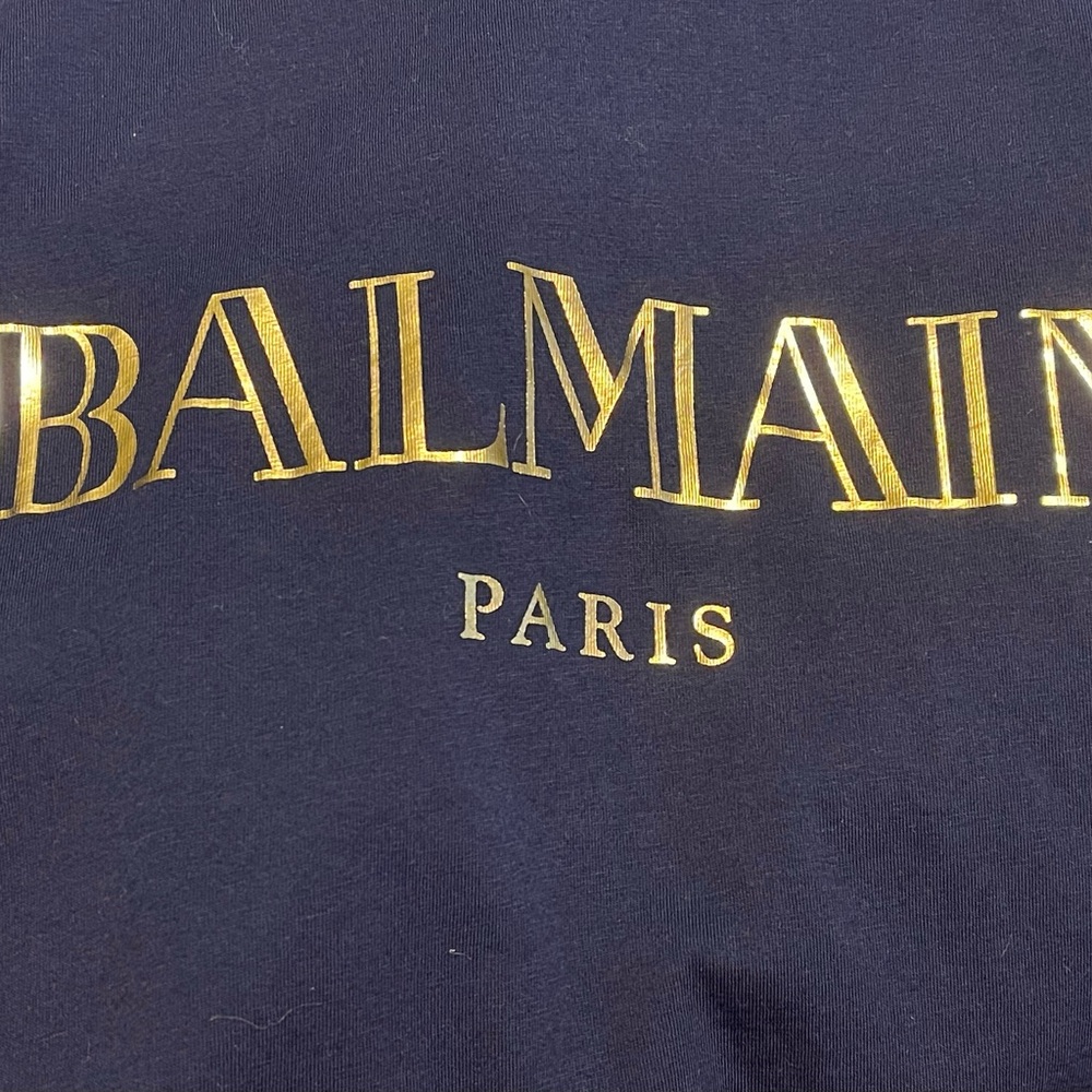 Balmain Blue and Gold Muscle Tee - Picture 4 of 5